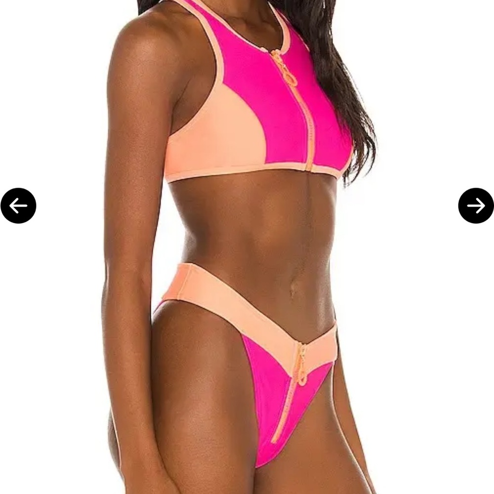 ADAM SELMAN High Dive Bikini Bottom in Pink/Mango Size Small (S) NEW WITH TAGS